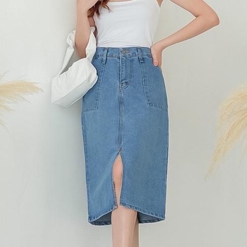 Jual Midi Skirt Rok Wanita Slit Casual 
