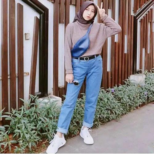 Celana kulot boyfriend jeans wanita 