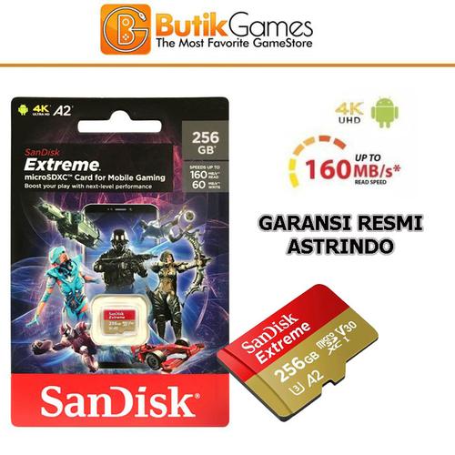 Jual Sandisk Extreme A2 Micro SD Card SDXC 256GB 160 Mbps for Mobile