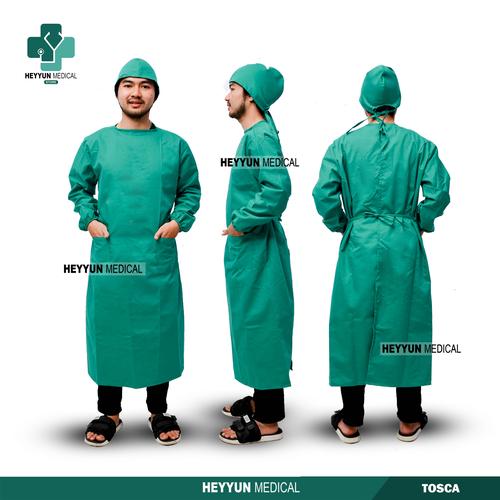 Foto Produk APD Gown Surgical Baju Bedah Operasi Jubah Medis Bahan American Drill - Tosca dari heyyunstore