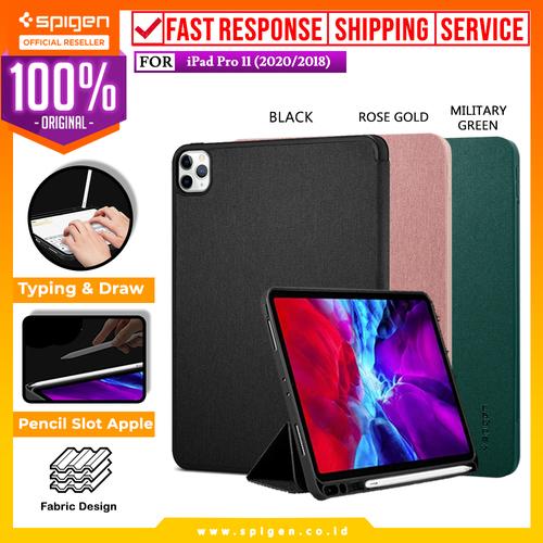 Foto Produk Case iPad Pro 11"(2020/2018) Spigen Urban Fit Fabric Flip Cover Casing - Militery Green dari Spigen Official