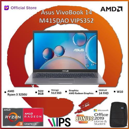 Gambar Asus VivoBook 14 M415DAO Ryzen 3 3250U 8GB 512ssd W10+OHS 14FHD IPS - Silver dari AMD Official Store Jakarta Utara Tokopedia