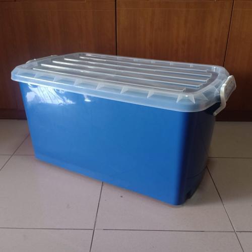 Gambar BOX CONTAINER 90 LITER + RODA - Box Serbaguna 90L - Navy dari secretbasesby Kota Surabaya Tokopedia