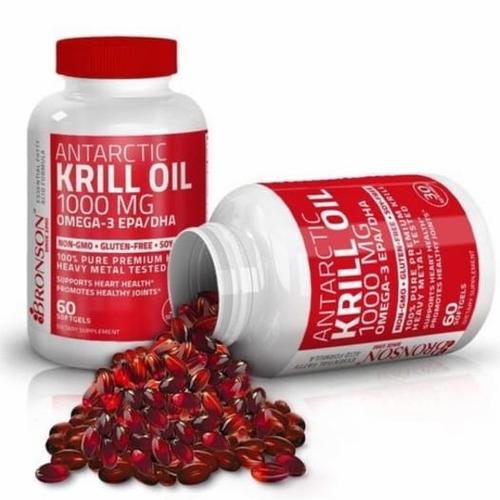 Foto Produk Bronson Antarctic krill oil omega 3 1000mg phospholipids astaxanthin - 60softgel dari herbal sehat1001