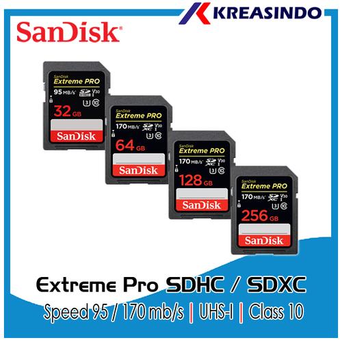 Gambar SanDisk Extreme Pro SDHC / SDXC Card UHS-I 32GB 64GB 128GB 256GB Resmi - 32 gb dari Kreasindo Online Jakarta Pusat Tokopedia