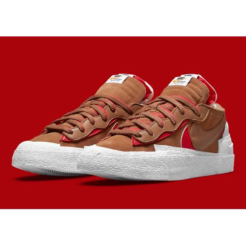 nike x sacai blazer low british tan & red