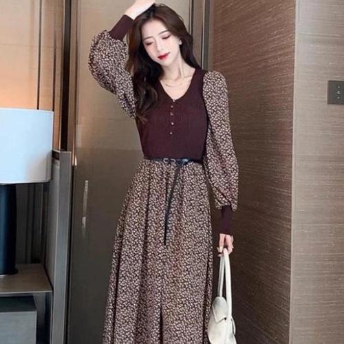 Vintage Floral Dress Korean Style Baju 