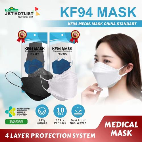 Gambar MASKER KF94 Dewasa Medis 4 Ply isi 10 Pcs SURGICAL KF94 MASK ORIGINAL - Putih dari JKT HOTLIST Jakarta Barat Tokopedia