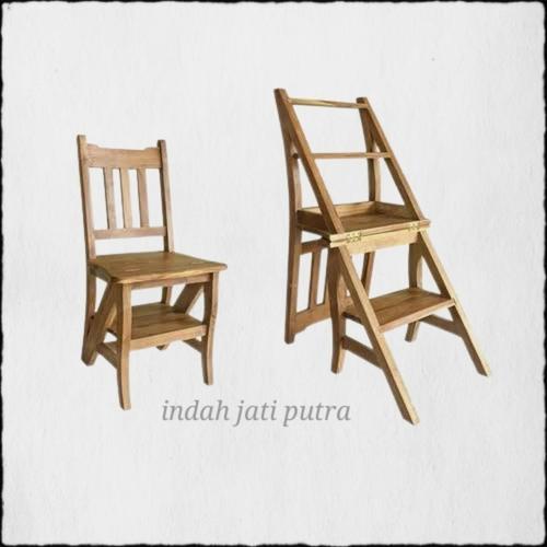 Jual KURSI TANGGA LIPAT MULTIFUNGSI KAYU JATI KURSI PERPUSTAKAAN DAPUR ...
