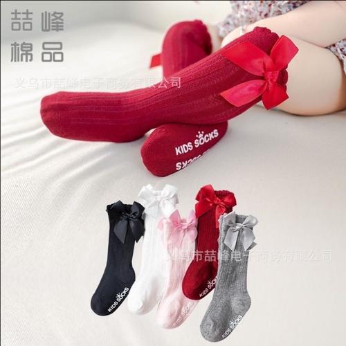 Gambar Kaos kaki panjang selutut dengan aksen pita, cocok untuk anak perempua - pita Pink dari tokomixnmax Jakarta Barat Tokopedia