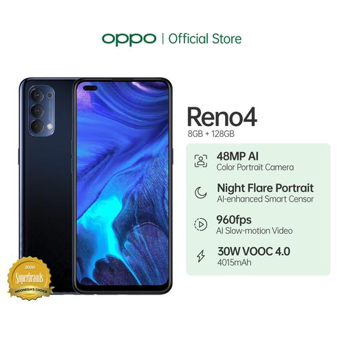 Gambar OPPO Reno4 Smartphone 8GB/128GB (Garansi Resmi) - Hitam dari OPPO OFFICIAL STORE Kota Tangerang Tokopedia