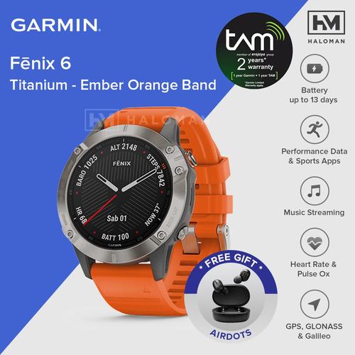 Jual Garmin Fenix 6 Titanium With Ember Orange Band - Garansi Resmi TAM -  Jakarta Barat - haloman.id | Tokopedia