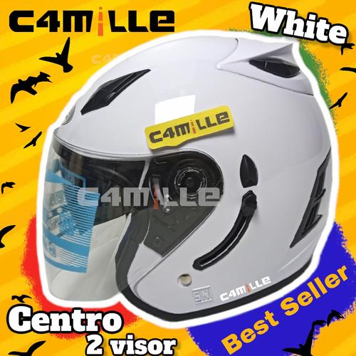 Gambar HELM ARL MODEL CENTRO JP-10 POLOS WHITE DOUBLE VISOR HALF FACE dari C4MILLE Store Jakarta Utara Tokopedia