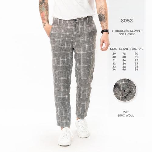 Jual Trousers Slimfit grey tartan pants 