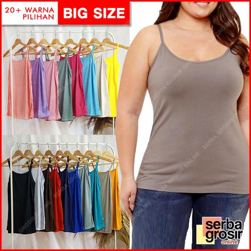 Gambar TANK TOP JUMBO POLOS Ukuran Besar - Tanktop Wanita Tali Kecil Big Size - Biru Muda dari Serba Grosir OL Kab. Tangerang Tokopedia