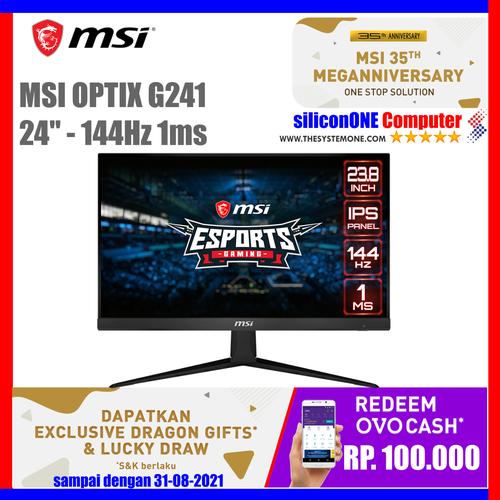 Gambar MSI OPTIX G241 - 144Hz 1ms Frameless IPS Flat Freesync FHD Gaming dari silicon ONE Computer Kota Bandung Tokopedia