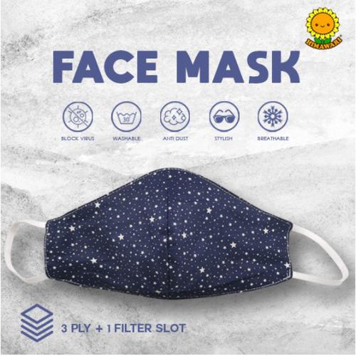 Gambar Himawari Masker Kain Katun Dewasa 3 Lapis ( 3 + 1 ) Premium Series 3 - DIAMOND MERAH, EARLOOP dari himawaribabyshop Jakarta Utara Tokopedia