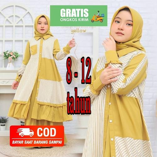 Gambar Baju gamis tunik set rok anak fashion muslim dress modern kekinian - Kuning dari KAMILA OUTFIT 48 Kab. Bandung Tokopedia