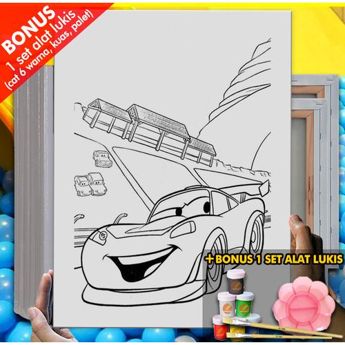 Jual Kanvas Mewarnai Anak Lightning Mcqueen Melukis Coloring Mobil