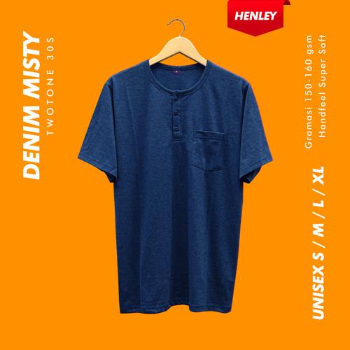 Foto Produk KAOS SAKU KANCING HENLEY WARNA DENIM PRIA WANITA DEWASA ORGINAL - S dari COTTONCOMBEDBDG OFFICIAL