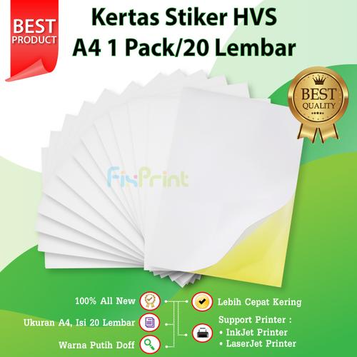 Jual Kertas Sticker HVS A4 Stiker HVS Doff Premium Quality Lembaran - 1 ...