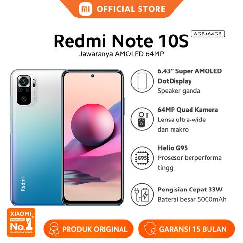 Foto Produk Xiaomi Redmi Note 10S 6/64G NFC Quad Kamera Layar 6.43” Super AMOLED - Ocean Blue dari Xiaomi Official Store