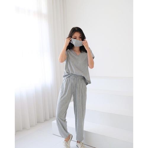 Jual Set Wanita Top V-Neck dan Jogger 