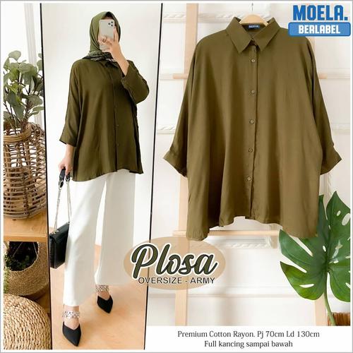 Foto Produk Blouse Muslim Wanita Oversize LD 130 cm Atasan Muslim PLOSA BLOUSE - army dari TOF Bandung