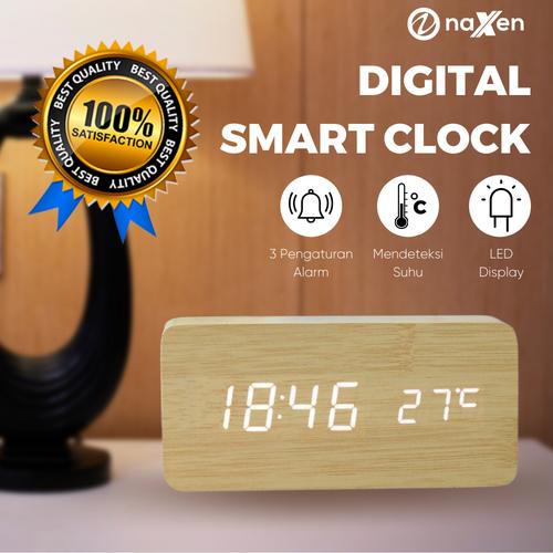 Gambar Naxen Jam Meja Kayu Digital LED Alarm Clock + Temperature + Date Wood - Dark Wood dari Naxen Official Store Jakarta Utara Tokopedia
