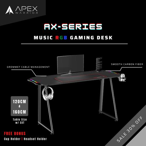 Gambar Apex Warrior AX-Series Music RGB Gaming Desk Table Meja Gaming - NO RGB, NO EXT, 100 CM dari Apex Warrior Jakarta Timur Tokopedia