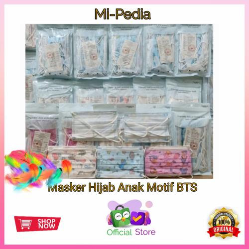 Gambar Masker Mask Hijab Anak Motif Bts Isi 10 - Biru dari mi-pedia Jakarta Utara Tokopedia
