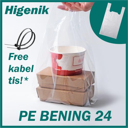 Gambar Kantong Plastik Kresek PE 24 Bening Transparan Tebal isi 100 lembar dari Higenik Prima Kemas Jakarta Barat Tokopedia