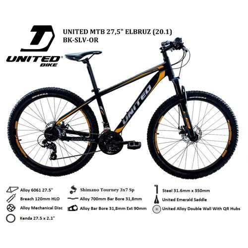 Jual Sepeda Gunung MTB United Elbruz 27,5 Alloy Shimano Tourney Ban Kenda -  Black Orange - Jakarta Selatan - GUDANG SEPEDA OFFICIAL | Tokopedia