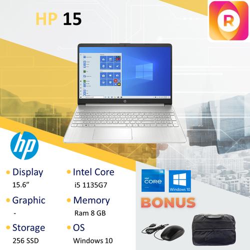 Gambar Laptop HP 15 i5 1135G7 8GB 256ssd W10 15.6 - SILVER dari royalltech Jakarta Utara Tokopedia