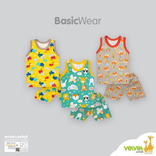 Foto Produk Velvet junior setelan oblong kutung celana pendek baju anak bayi motif - Size S, Starry Night dari Luckiest Se7en Shop