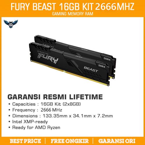 Jual RAM Kingston Fury Beast 16GB Kit 