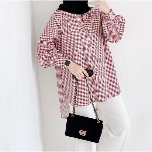 Gambar YESSY TOP Bahan Katun Atasan Wanita Blouse Wanita Model Trend Terbaru - Red dari Frilly Official Store Kota Bandung Tokopedia