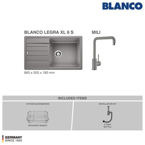 Foto Produk BLANCO Legra XL 6S Silgranit Kitchen Sink - Paket Promo 1 - Alumetalic dari BLANCO Official Store