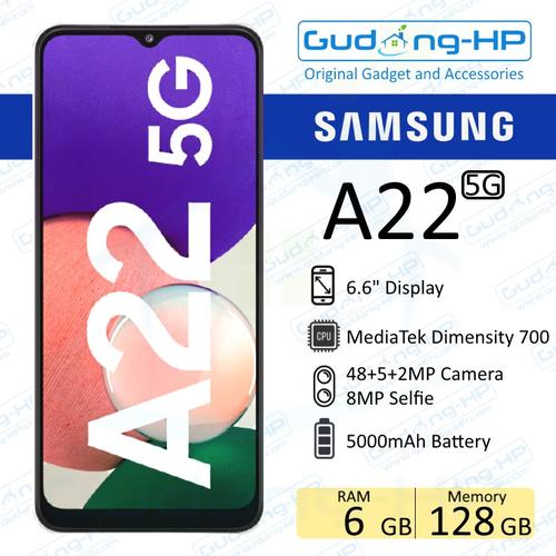 Gambar Samsung Galaxy A22 5G 6/128 GB Garasni Resmi SEIN - Abu-abu dari Gudang-HP Jakarta Pusat Tokopedia