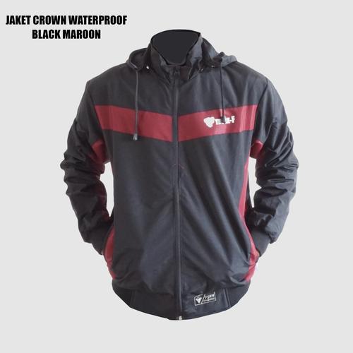 Foto Produk JAKET WATERPROOF CROWN OUTDOOR SERIES - BLACK MAROON, L dari Triple F Official Store