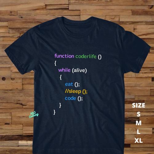 Jual Tshirt Kaos Wanita Pria 20 Programmer Coderlife Eat Sleep Code ...
