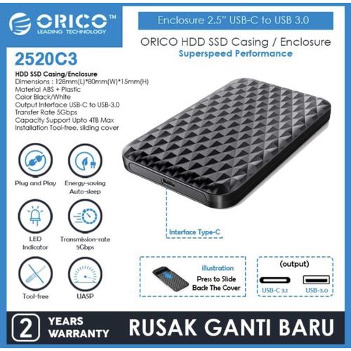 Gambar ORICO 2520C3 HDD SSD Casing Enclosure 2.5" 2,5 inch Case Hardisk dari Click & Go Kota Bandung Tokopedia