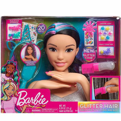 Jual Barbie Deluxe Glitter and Go Styling Head Black Hair Kota