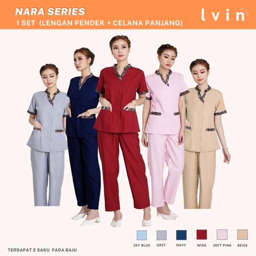 Foto Produk Baju suster batik Nara series / seragam suster / baby sitter - Maroon, L dari Lvin Official