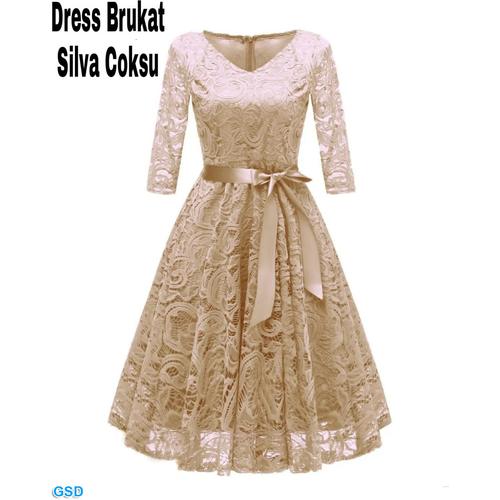 Dress Brukat Elegant /Dress Santai 