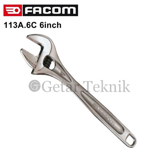 Facom 113 AS. 8°C Short Wrench - Slim Profile Adjustable Spanner With 40mm Max Opening