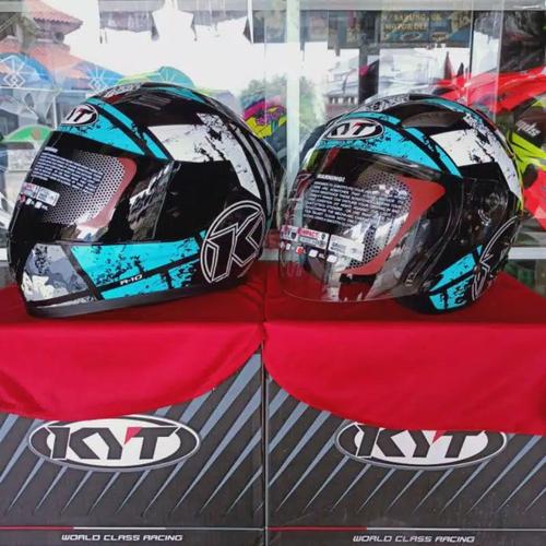 Jual COUPLE KYT HELM R10 AQUA BLUE + KYT GALAXY AQUA BLUE Kab. Bekasi Seputar Helmet Tokopedia