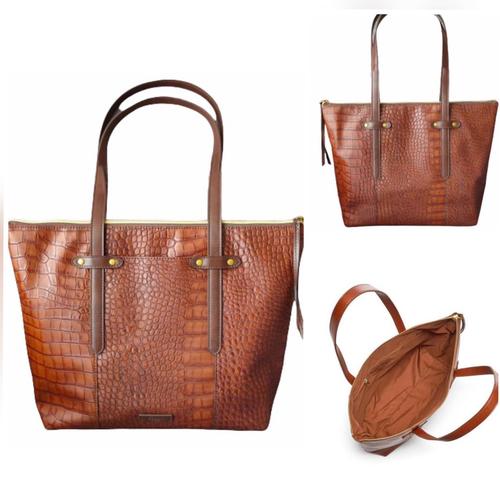 fossil felicity tote brown croco