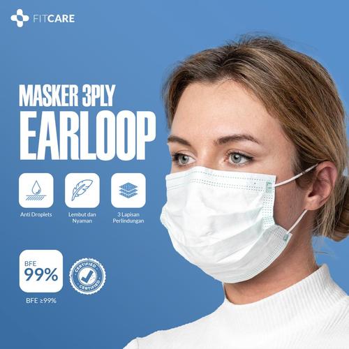 Foto Produk ORI & JAMINAN BFE 99%+ - Fitcare Masker Medis Earloop 3ply Isi 50 dari DD Official Store