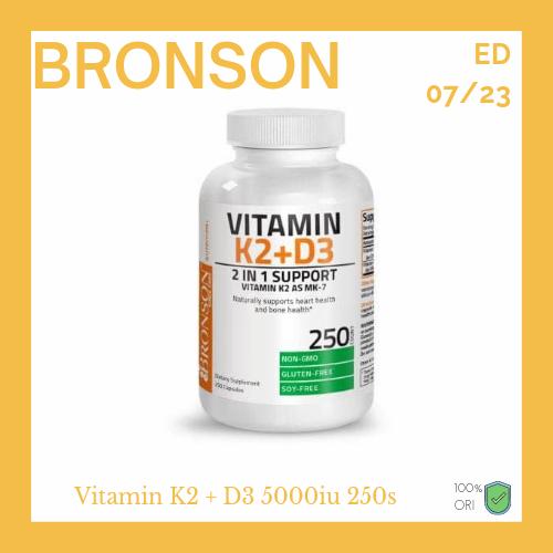 Jual Bronson vitamin K2 D3 5000 iu 250 capsules 100 ori made in US